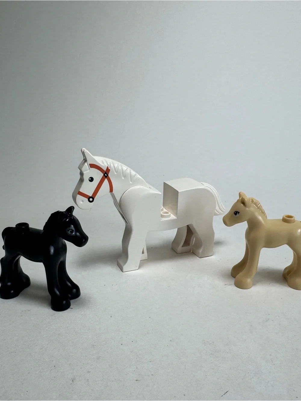 Lego Lot Of 3 Horse Figures White Black Beige 1.5